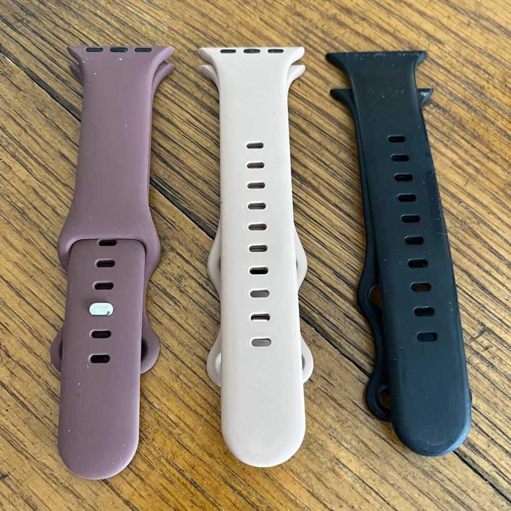 Smartwatch Band Set - Black, dark mauve , and Creamish tan